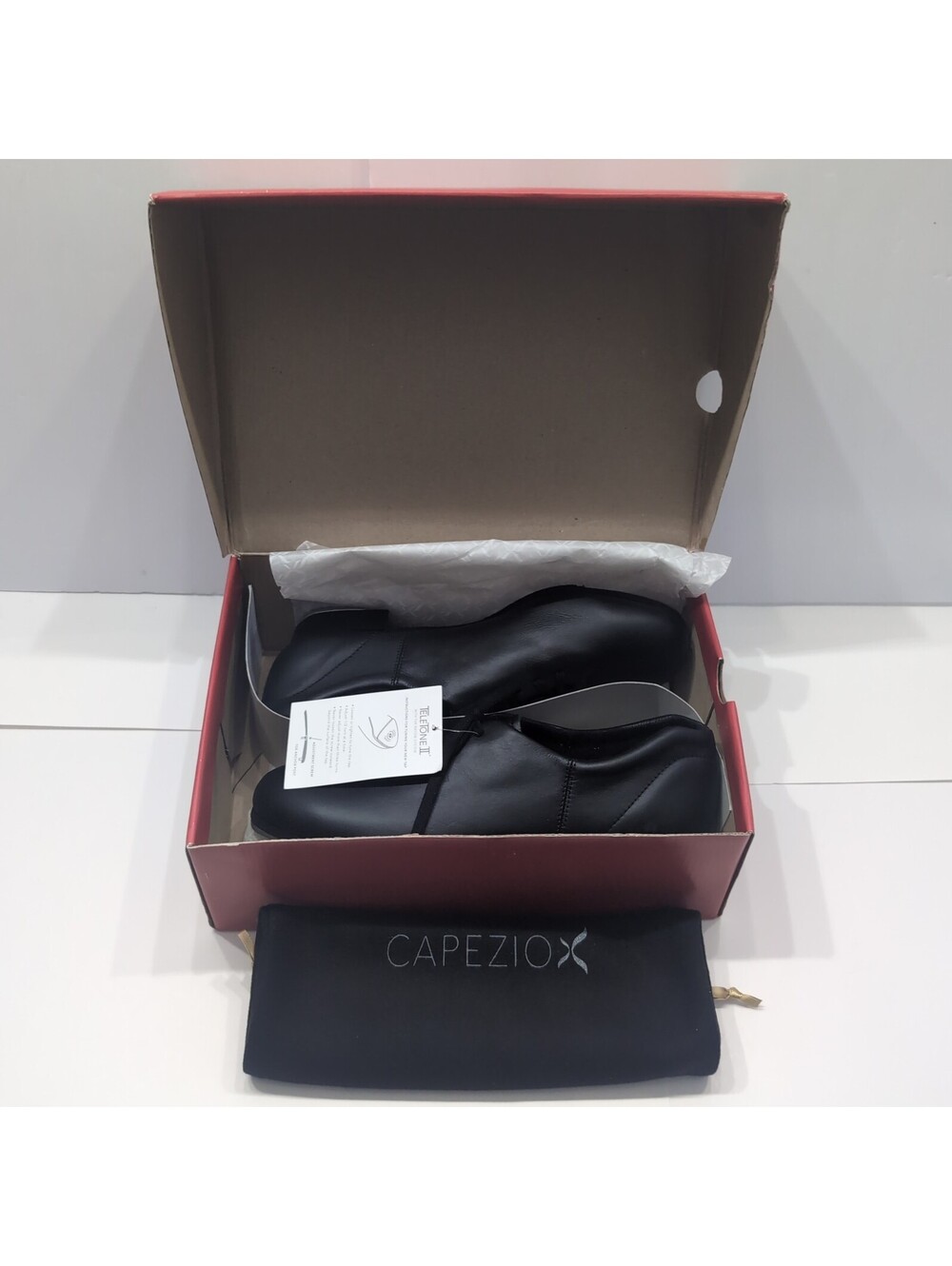 Capezio Tele Tone II Tap dance Shoes Black LEATHER Lace Up Tie Sz 13.5 CG09 New